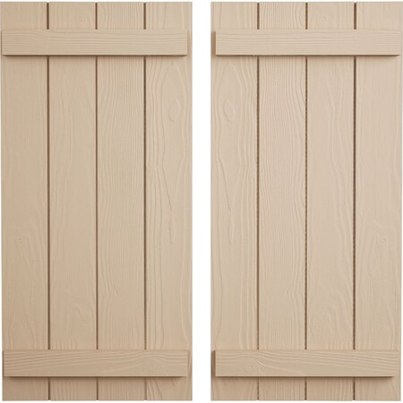 Ekena Millwork Rustic Four Board Joined Board-n-Batten Sandblasted Faux Wood Shutters, 22W x 24H, PR SHUBJS22X24SDPR