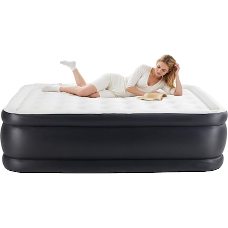 Yssoa Simple Deluxe Queen Camping Air Mattress with Built-in Electric High-Speed Pump, 18in Bed Height, B 3A88HKMATSAIRQUEEN18BLK