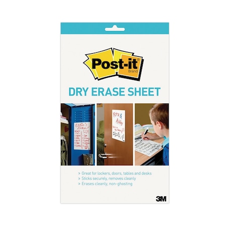 Post-It Dry Erase Sheets, Laminate Film Surface, 7in x 11.3in, White, 3PK DEFSHEETS-3PK