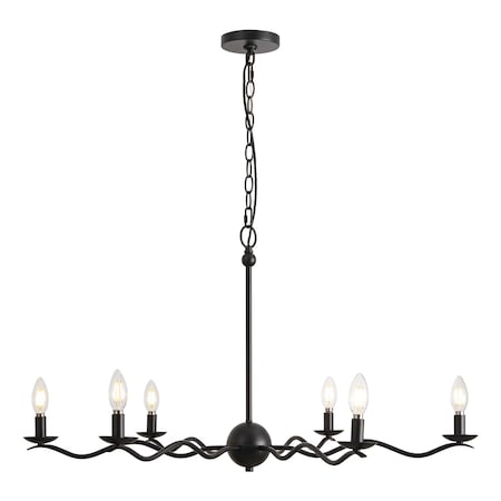 Jonathan Y Shana 35.5" 6-Light Grand Modern Transitional Adjustable Sculptural Wavy Arm Candle-Style Metal LED JYL9558C