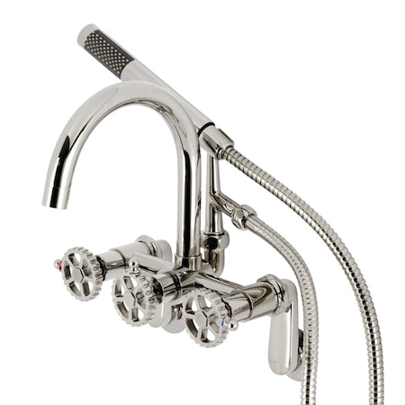 Kingston Brass 7-Inch Adjustable Wall Mount Clawfoot Tub Faucet, Polished Nickel AE8156CG