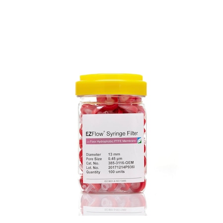 Foxx Life Sciences EZFlow Syringe Filter-Sample Prep, 0.45um Hydrophilic PVDF, 33mm, 100PK 388-3416-OEM