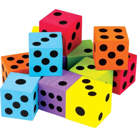 Teacher Created Resources Foam Colorful Large Dice, 1-1/2'', 12PK TCR20809