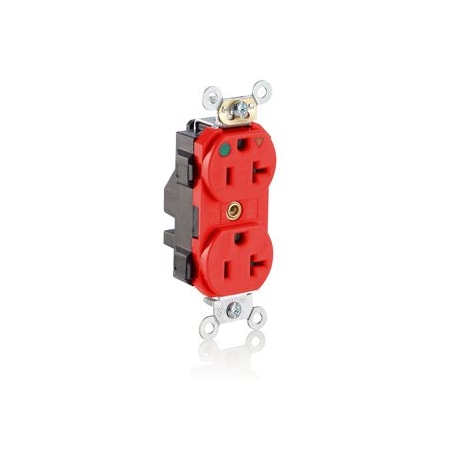 Leviton Lev-Lok Hospital Grade Duplex Receptacle, 20 Amp, 125 Volt M8300-IGR