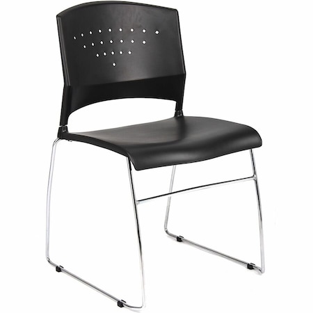 Boss Office Products Boss Plastic Stacking Chair - Black B1400-BK-1