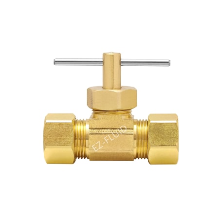 Ez-Fluid 1/4 Brass Compression x 1/4 Brass Compression Needle Valve EZFD671