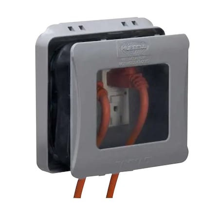 Hubbell Taymac Weatherproof In-Use Cover, 6.15 in L, 5.77 in W, 2-Gang, Polycarbonate, Gray ML2450G