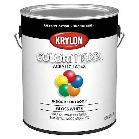 Krylon Paint, Gloss, White, 1 gal K05649007