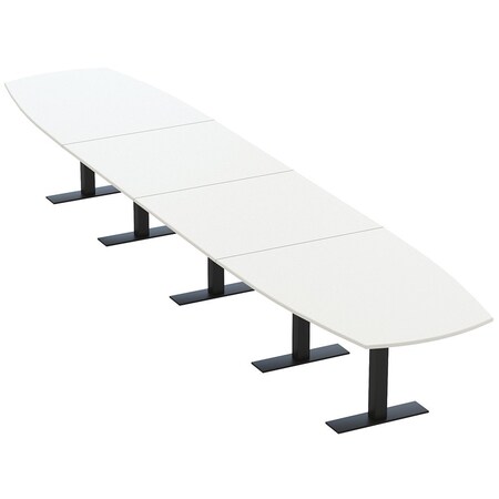 Skutchi Designs Arc Boat Conference Table With Power, 48 in W, 216 in L HAR-ABOT-48X216-T.BK-W960-NA