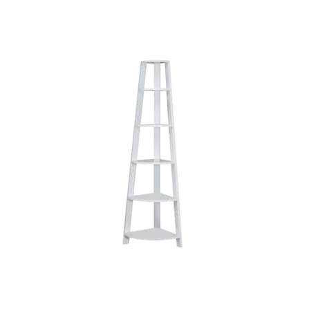 Homeroots 71" White Wood Five Tier Corner Bookcase 332852