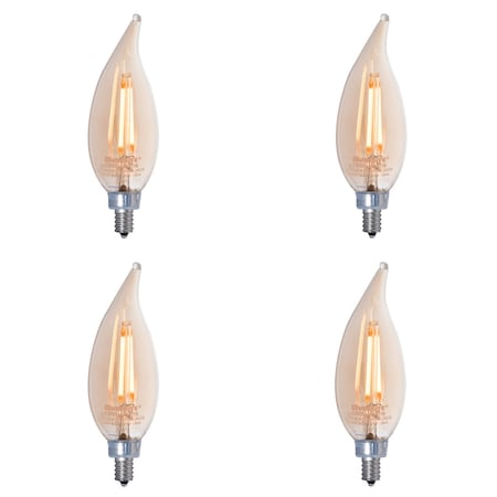 Bulbrite 25W Dimmable CA10 (E12) Candelabra Scrw Bse Amber Lght LED Filament Bulb, Antique thread, 2100K, 4PK 861407