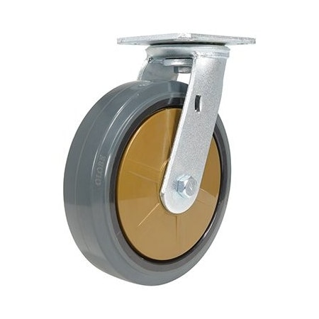 Vestil Rubber Swivel Caster 8 In. Diameter x 2 In. Width 881 Lb. Capacity Dark Gray/Gold CST-KSM-8X2MR-S
