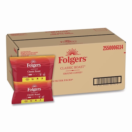 Folgers Coffee, Classic Roast, Filter Pack, Caffeinated, 0.9 oz, 160 PK 06114