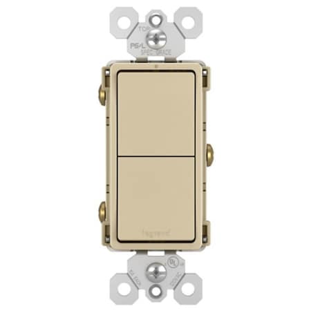 Legrand radiant Decorator Switch, 15 A, 120/125 VAC, Back Wire, Side Wire Terminal, Ivory RCD11ICC6