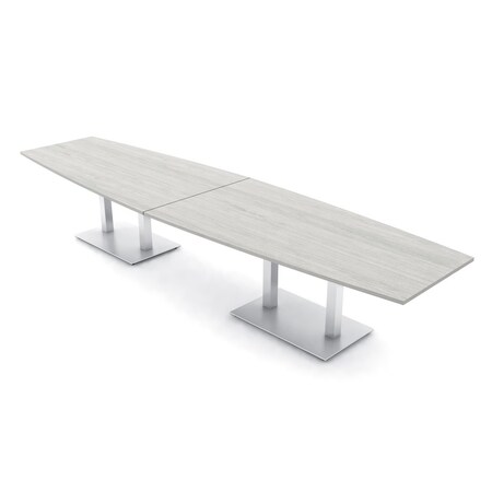 Skutchi Designs Boat Conference Table With Power, 48 in W, 168 in L, Ivory HAR-BOT-48x168-DOU-K458-NA