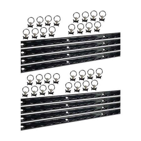 Mytee Products 8 ft L-Track Powder Coated (8) & Stud w/ Powder coated Ring (32) Tie Down System, 32PK LTK8-BLKx8-LTKS-BLKx32