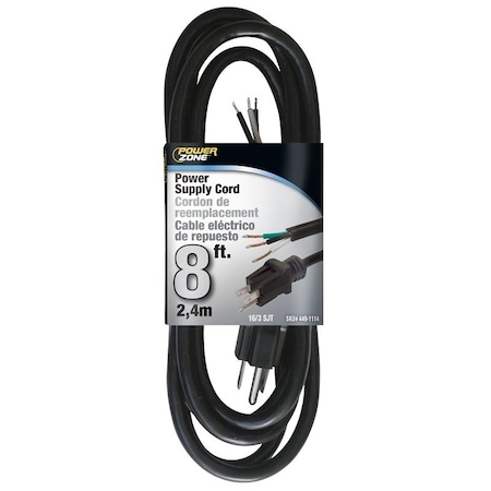 Powerzone OR010608 Power Cord, 8 ft L, 13 A, 125 V, Black PS010608