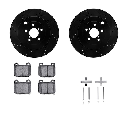 Dynamic Friction Co DFC Rotors-Drilled & Slotted-Black w/ EURO 5000 Ceramic Brake Pads Incl Hdw 8612-13013
