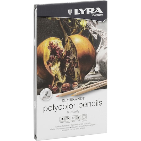 Lyra Rembrandt Polycolor Colored Pencil Set Tin, Assorted Colors, 12-Piece Set L2001120