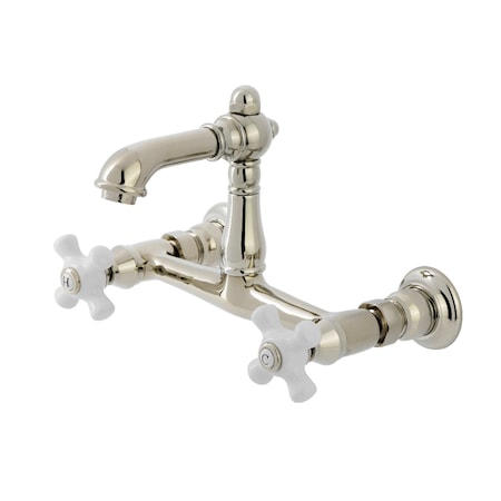Kingston Brass Double-Handle Wall Mount Bathroom Faucet, Polished Nickel KS7256PX