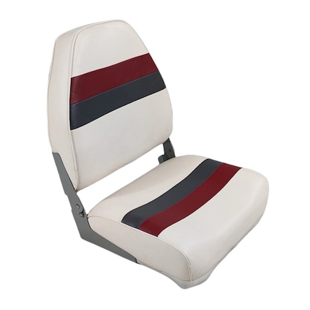 Horizon Mfg Premium Series Pontoon Fold Down Boat Seat White/Red/Charcoal 3008-AAEC