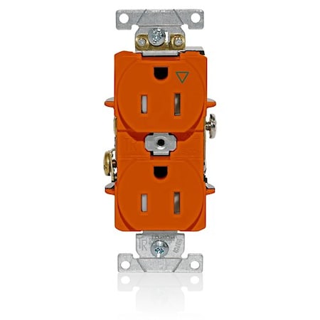 Leviton Duplex Receptacle Outlet, 15A, Orange, 125V T5262-IG