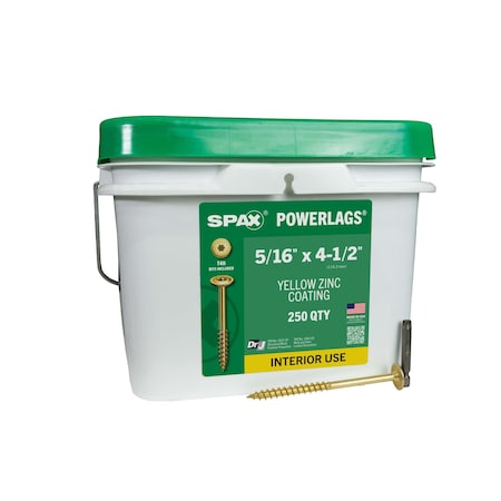 Spax 5/16 in x 4-1/2 in Interior Structural Wood Lag Screws Powerlags Washer Head T-Star Bulk Pail, 250PK 3581020801150