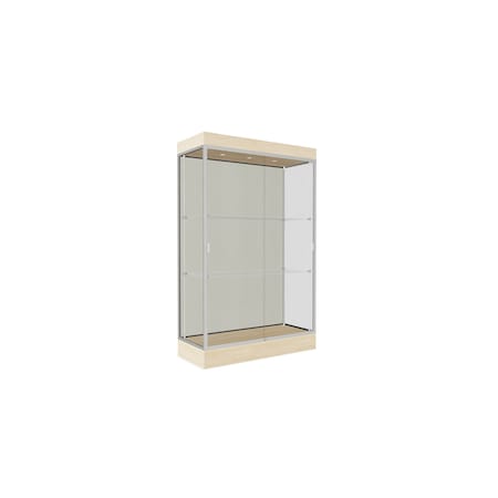 Ghent Lighted Floor Display Case 48x76x20, 6" Base, Satin 92LFWH-SN-BGW