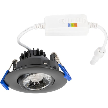 Apositos 2 in. LED Miniature Trimmed Recessed Downlight with Gimbal Trim, Black AP3549637