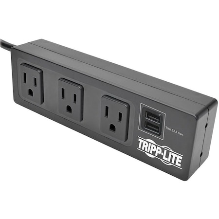Eaton Tripp Lite Series Protect It 3-Outlet Surge Protector with Mounting Brackets, 10 ft. Cord, 510 TLP310USBS