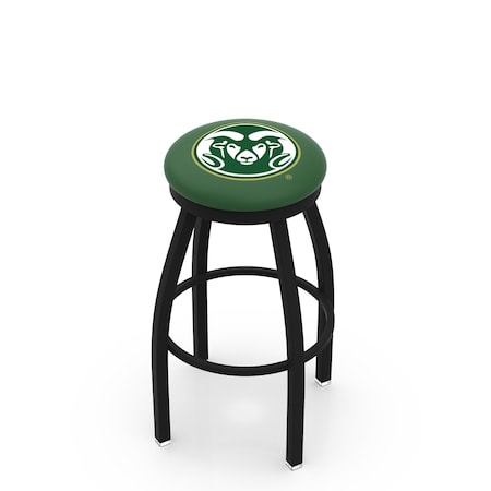 Holland Bar Stool Co 36" Blk Wrinkle Colorado State Swivel Bar Stool, Accent Ring L8B2B36ColoSt