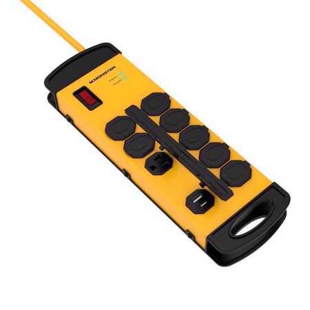 Monster Just Power It Up 15 ft. L 8 outlets Surge Protector w/USB Yellow 1080 J 1816