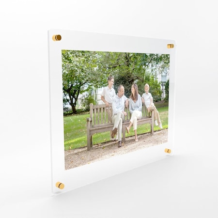 Fab Glass And Mirror Double Panel Acrylic Floating Wall Frame Size: 12in x10 for Art 4in x6in or 5in x7in Gold F2AC3M12X10GD