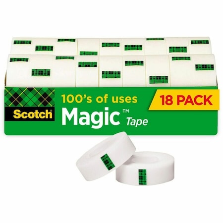 Scotch 3/4"W Magic Tape, 27.78 yd L, Clear, 18 PK MMM810K18CP