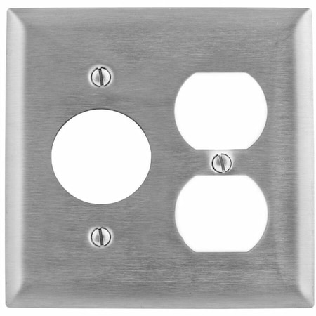 Hubbell Wiring Device-Kellems Wall Plates, Number of Gangs: 2 Stainless Steel, Brushed Finish SS8720