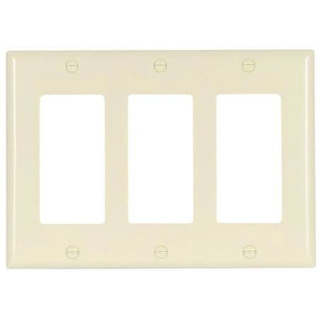 Eaton Wiring Devices 2163 Wallplate, 4-1/2 in L, 6.37 in W, 3 -Gang, Thermoset, Light Almond, High-Gloss 2163LA-BOX