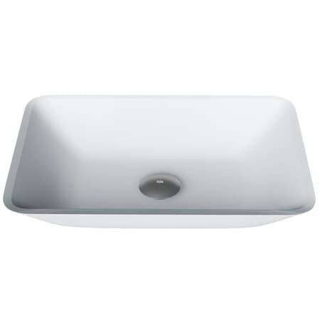 Vigo Sottile Modern White Glass 18 in. L x 13 in. W x 4 in. H Rectangular Vessel Bathroom Sink VG07114