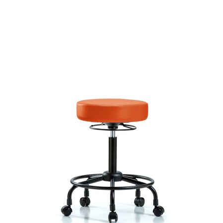Blue Ridge Ergonomics Bench Stool, Med, Vinyl, RT, Casters, Orange BR-VMBSO-RT-RC-8613