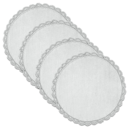 Heritage Lace 12 in. Crochet Envy Petal Edge Round Doily - White - Set of 4 CEPE-1200W-S