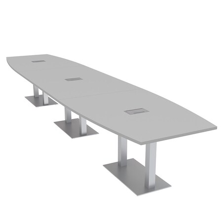 Skutchi Designs Boat Conference Table With Power, 48 in W, 192 in L, Grey HAR-BOT-48x192-DOU-U779-ESIL