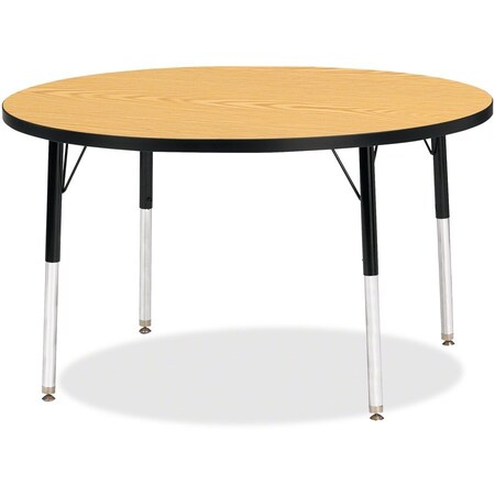 Jonti-Craft Berries Round Activity Table, 42 in. Diameter, E-height, Oak/Black/Black 6468JCE210
