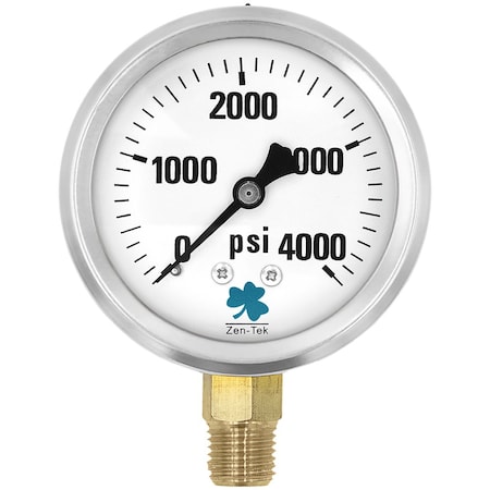 Zenport Glycerin Liquid Filled Pressure Gauge, 4000 PSI LPG4000