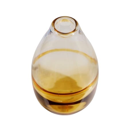 Homeroots 11" Clear And Amber Ombre Glass Round Table Vase 568858