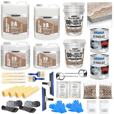 Armorpoxy 32 Pc - Epoxy Floor Kit - 2-Layer - 900 Sq Ft - Khaki Tan 110006