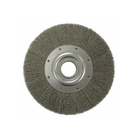 Weiler Wide-Face Crimped Wire Wheel, 12 in Dia. x 2 in W, 0.014 Stainless Steel, 3,000 rpm 804-03680