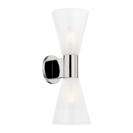 Mitzi Alma 2 Light Wall Sconce 17.25 In. Polished Nickel H838102-PN