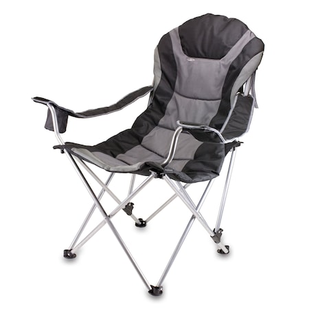 Picnic Time Family Of Brands Reclining Camp Chair, Black with Gray Accents 803-00-175-000-0