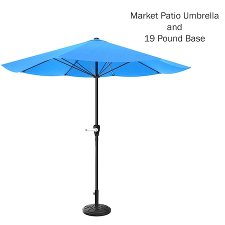 Pure Garden 9-Foot Patio Umbrella with Base, Brilliant Blue 50-LG1033B