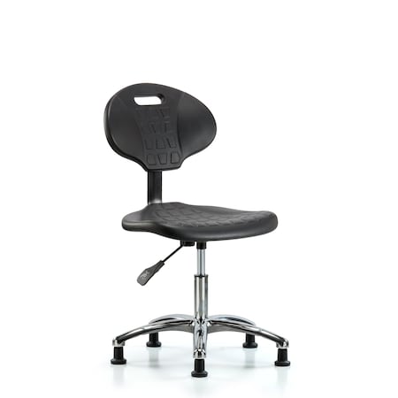 Blue Ridge Ergonomics Desk Chair Erie Desk Chair, Chrome, Glides, No Arms, 17-1/2" to 22-1/2" Height, Black; Blue BR-TPDHCH-CR-A0-RG