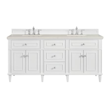 James Martin Vanities Lorelai 72" Double Vanity, Bright White, w/ 3 CM Siberian Silestone Top 424-V72-BW-3SFR